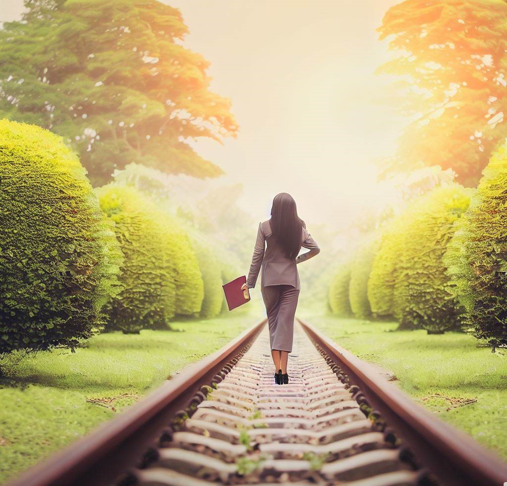 The picture representing the journey towards success and overcoming obstacles along the way of rail road.