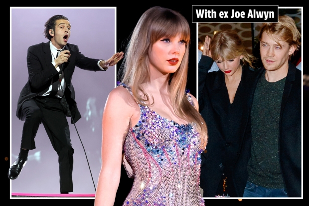 captivating collage featuring Taylor Swift, Joe Alwyn, and Matty Healy, symbolizing their intertwined relationships.